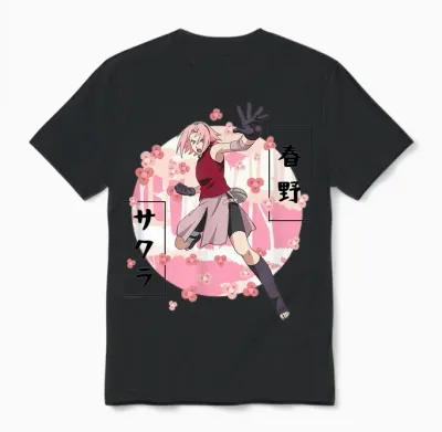 Naruto Shippuden Sakura Blossoms Anime Unisex T-Shirt - Black