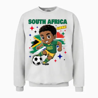 Südafrika Kid Goal Cartoon Südafrika Flagge Für Kinder Unisex Sweatshirt - White
