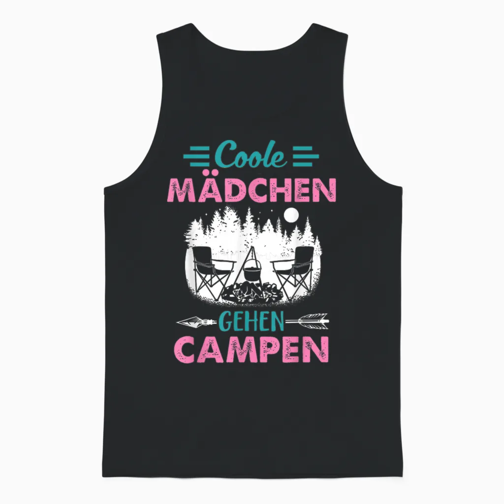 Coole Mädchen Gehen Campen Camper Zelten Camping Unisex Tank Top in Black