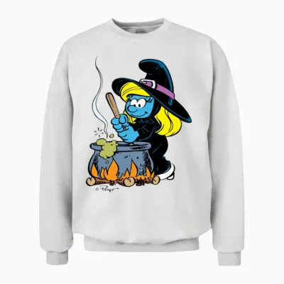 Smurfs Design Smurfette as a Witch Unisex Sweatshirt - White