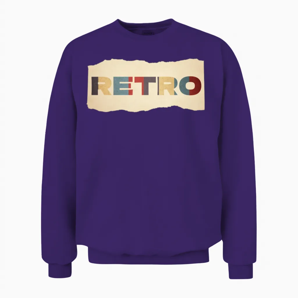 Retro Colorblock Letters Unisex Sweatshirt in Purple