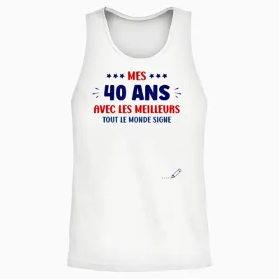 Signature 40 Years Anniversary Humour 40 Years to Sign T-Shirt, White, S Unisex Tank Top - White