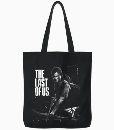 The Last of Us Ellie Readys Bow Black and White Portrait Tote Bags - Black