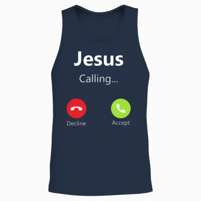 Jesus Calling Incoming Phone Call for Christian Unisex Tank Top - Navy