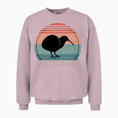 New Zealander Kiwi Bird Retro New Zealand Unisex Sweatshirt - Light Pink