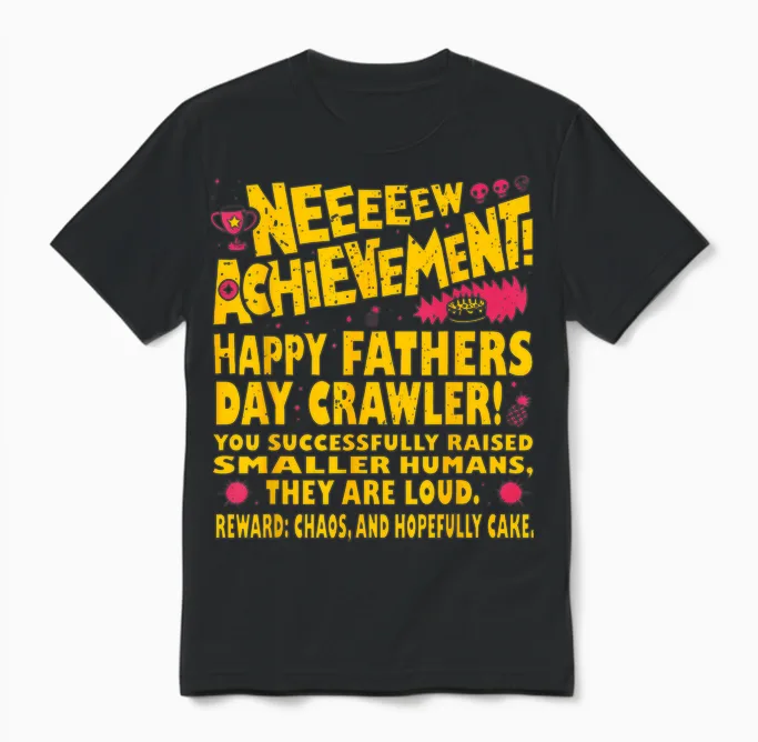 Happy Fathers Day Crawler New Achievement Gamer Dad Usa Unisex T-Shirt in Black