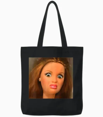 Disgusting Doll Meme Tote Bags - Black