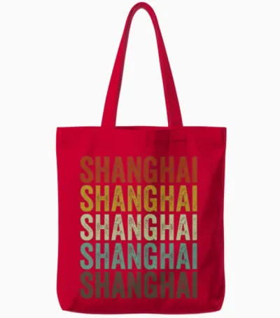 Shanghai China Retro Vintage Tote Bags - Red