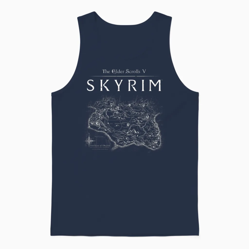 Skyrim Province Map Video Game Unisex Tank Top in Navy