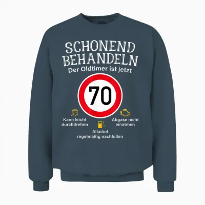 70th Birthday Gentle Treatment Oldtimer Ist 70 Tempo 70 T-Shirt, Black Unisex Sweatshirt - Dark Heather