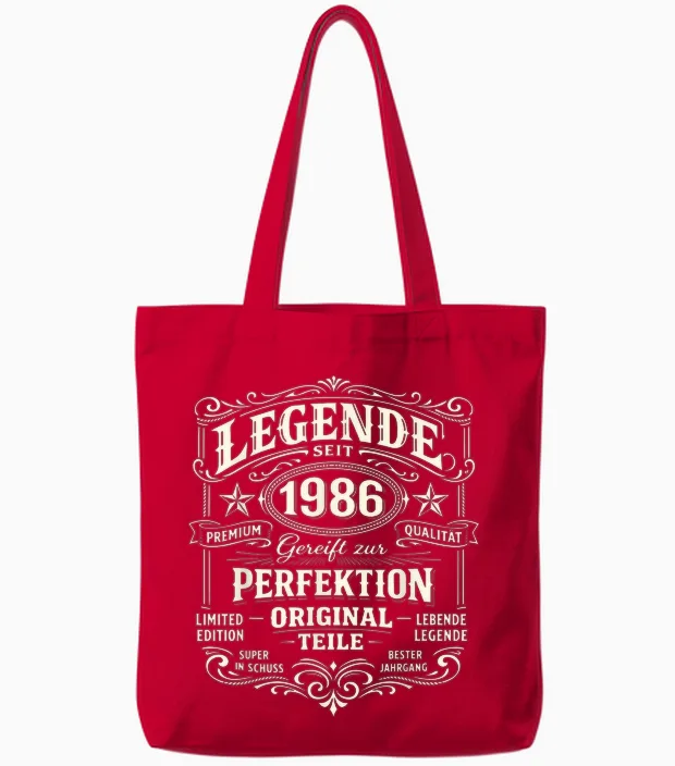 40th Birthday Man Woman 40 Years Decoration 1986 Gift Funny Tote Bags in Red