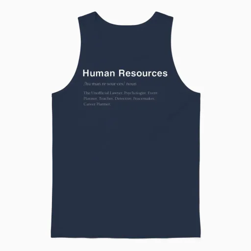 Hr Definition Funny Hr Human Resources Management Unisex Tank Top in Navy