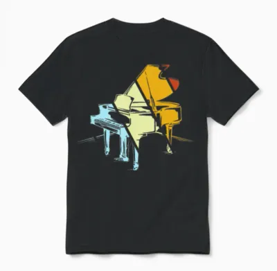 Piano Retro Unisex T-Shirt - Black