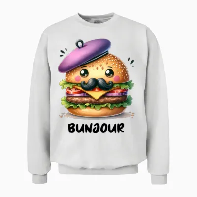 Funny Burger Bunjour Unisex Sweatshirt - White