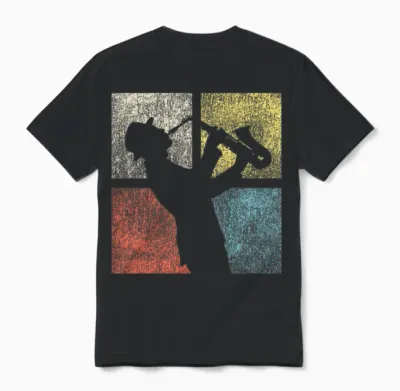Saxophone Retro Vintage Unisex T-Shirt - Black