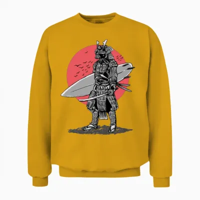 Samurai Surfer Red Sun Unisex Sweatshirt - Gold