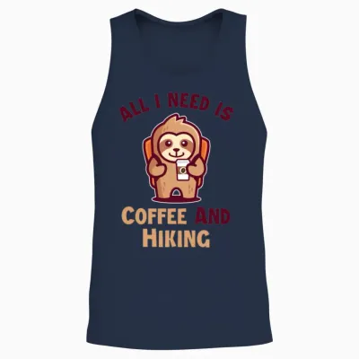 Coffee and Hiking Backpacking Outdoor Wander Unisex Tank Top - Navy