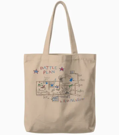 Home Alone Christmas Kevin's Battle Plan Drawing T-Shirt, Black, S Tote Bags - Natural