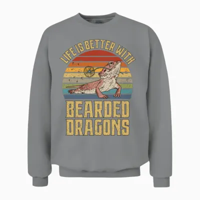 Bearded Dragon Retro Unisex Sweatshirt - Sport Grey