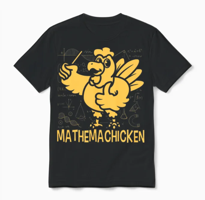 Mathemachicken Funny Math Unisex T-Shirt in Black