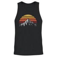 Retro Sunset Mountain Summer & Beach Unisex Tank Top - Black – 2