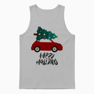 Retro Style Happy Holidays Unisex Tank Top - Ash