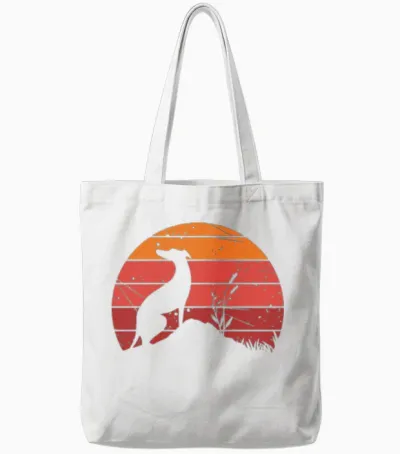 Retro Greyhound Silhouette Graphic Tote Bags - White