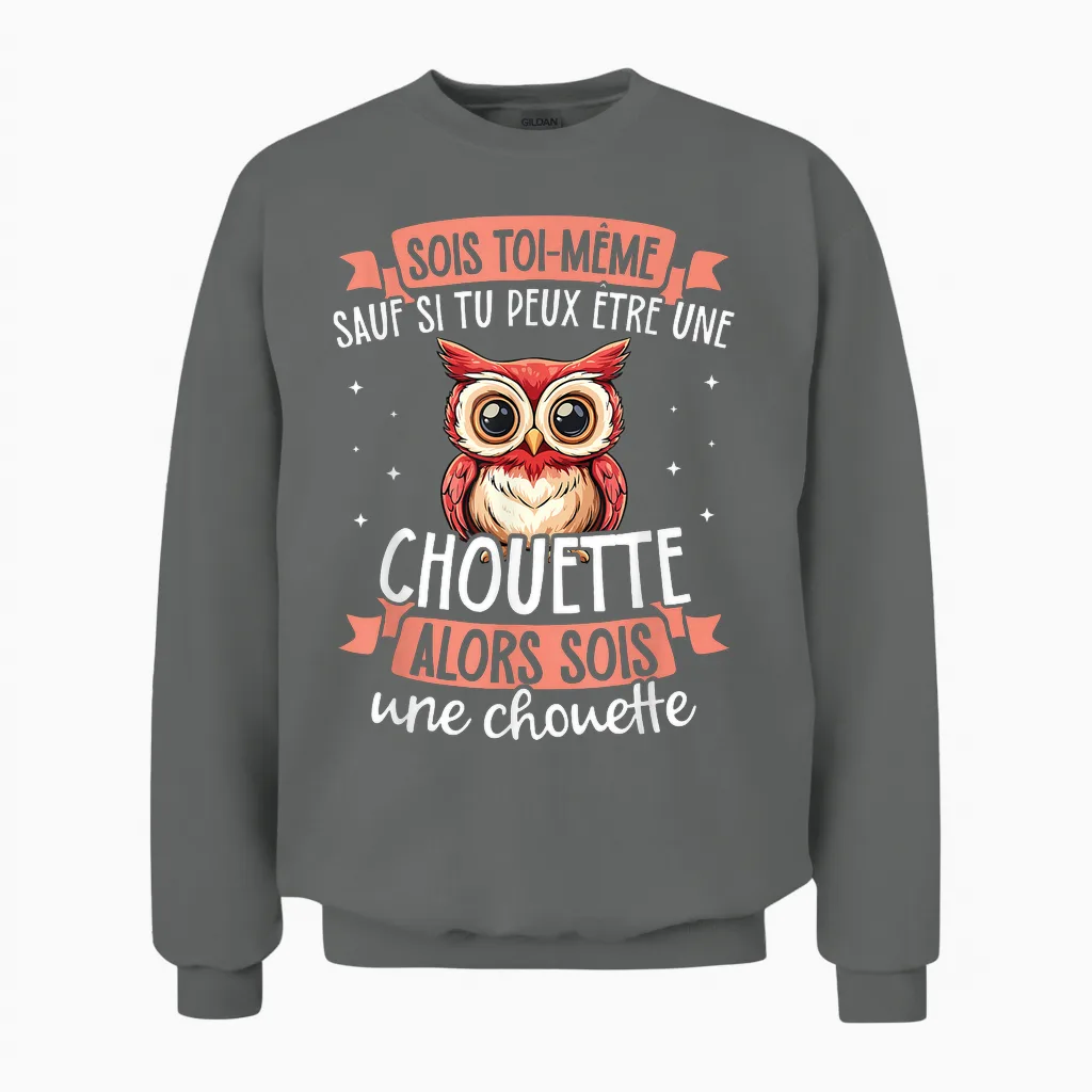Be Yourself Unless You Can Be an Owl T-Shirt, Black, S Unisex Sweatshirt in Graphite Heather