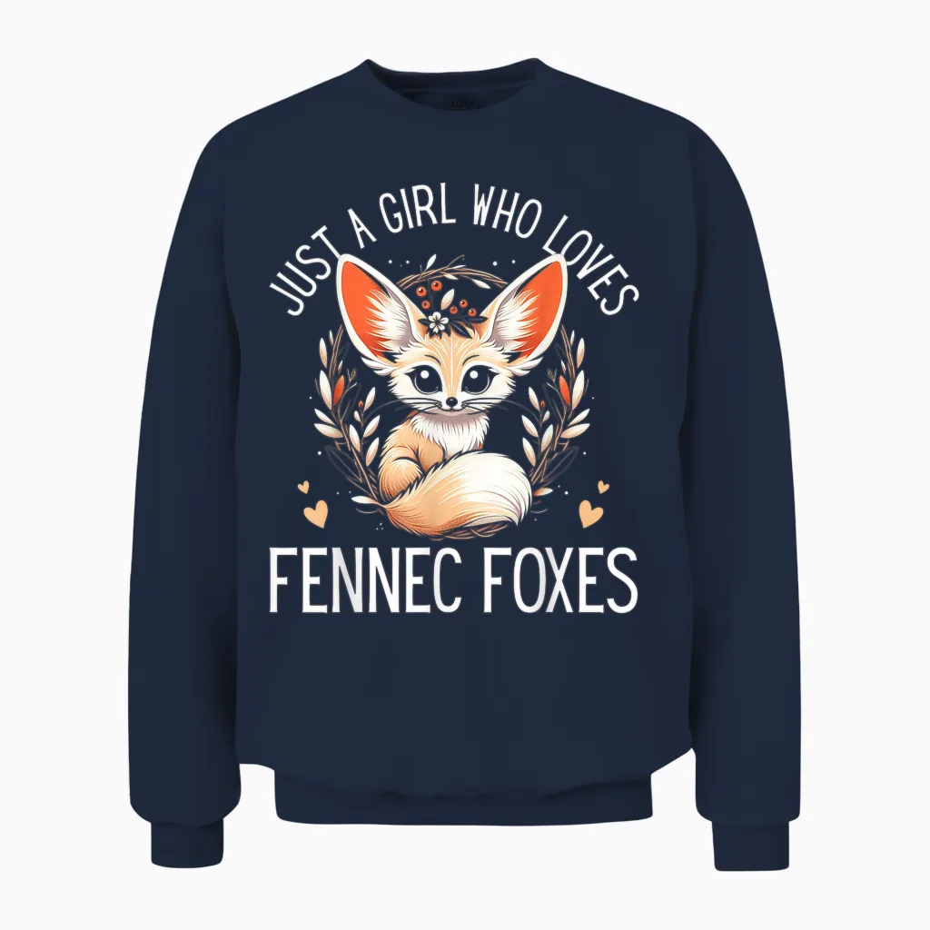 Juste Une Fille Qui Aime Fennec Foxes Lover Fennec Fox Art Fox Unisex Sweatshirt in Navy