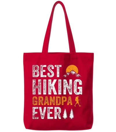 Best Hiking Grandpa Ever - Outdoor Hiking Grandpa Tote Bags - Red