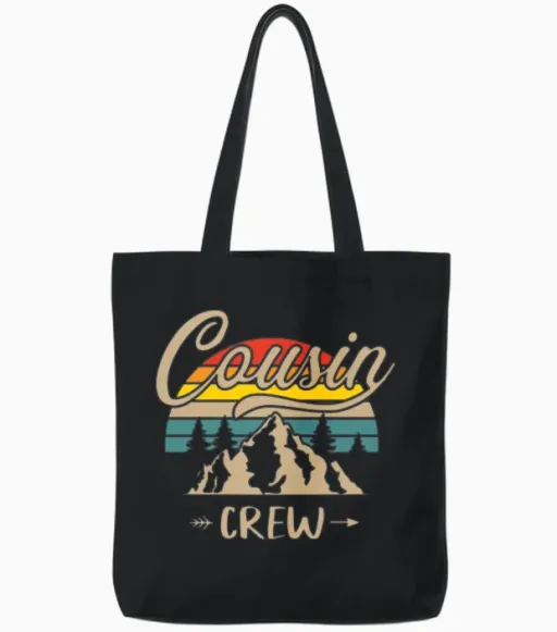 Cousin Crew Funny Tote Bags in Black