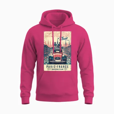 Citroën Classic Paris France Driving Club 2cv Notre-Dame T-Shirt, Black, S Unisex Hoodie - Heliconia