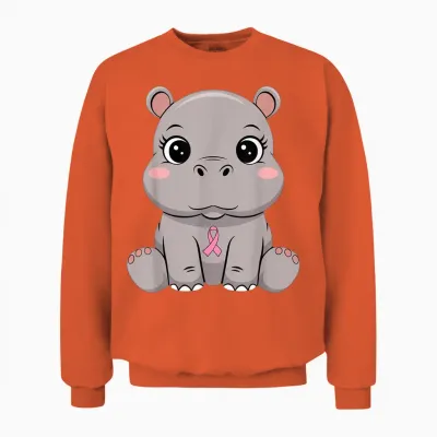 Ruban Rose Hippopotame Espoir Unisex Sweatshirt - Orange