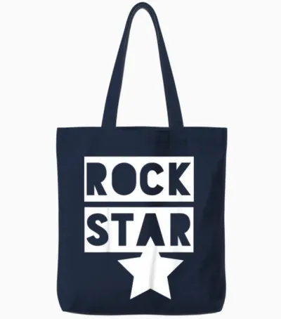 Children's Rock Star Monochrome Kids for Rock 'n' Roll Boys & Girls T-Shirt, Black Tote Bags - Navy