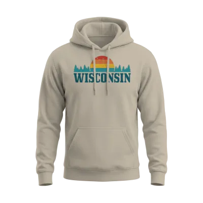 Wisconsin Vintage Pride Nature Outdoor Hiking Camp Unisex Hoodie - Sand