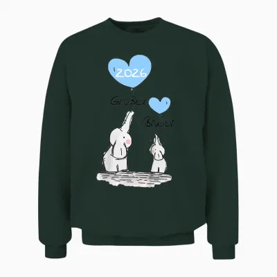 Children's Big Brother 2026 Gift Elephant Announcement Birth T-Shirt, White Unisex Sweatshirt - Forest