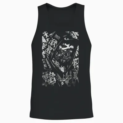 Japon Streetwear Cyberpunk Y2k Techwear Rétro Manga Anime Unisex Tank Top - Black