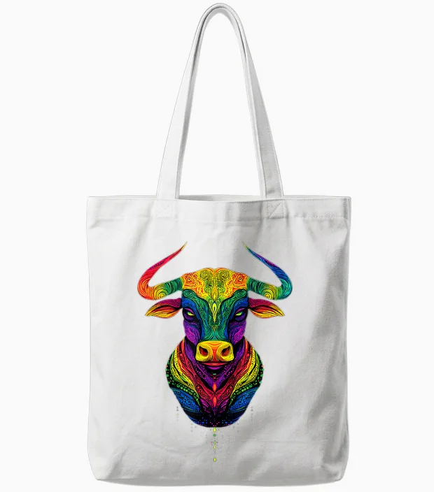 Taureau Bulle Bœuf Domestique Ferme Vache Taurus Tote Bags in White