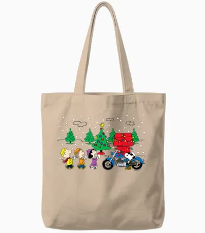 Peanuts Snoopy Holiday Cool Caroling Tote Bags - Natural
