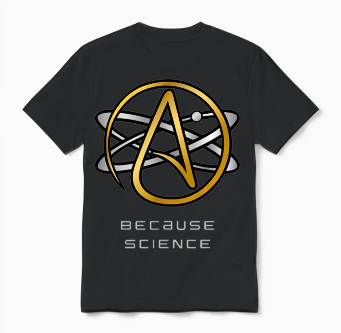 Freethinker Atheist Agnostic Science Symbol Design Unisex T-Shirt in Black