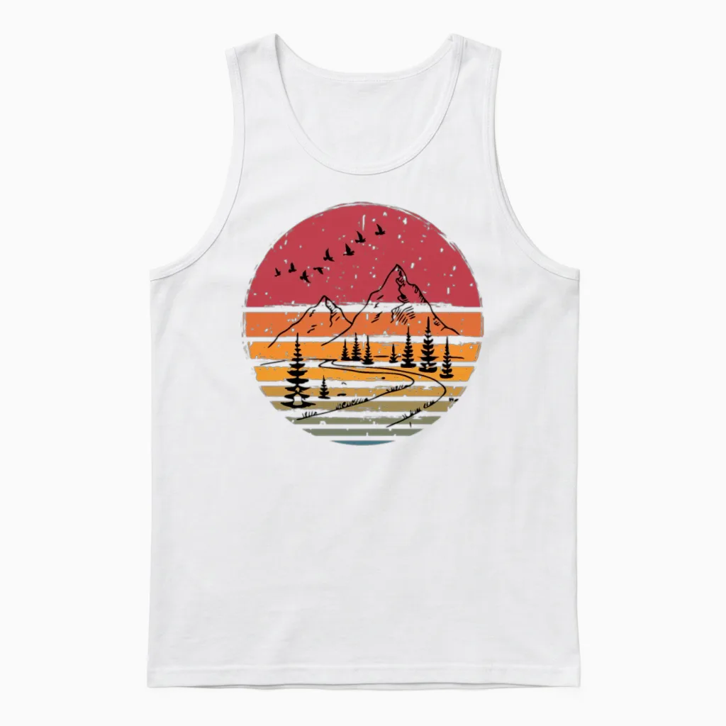 Nature Design Retro Background Unisex Tank Top - White