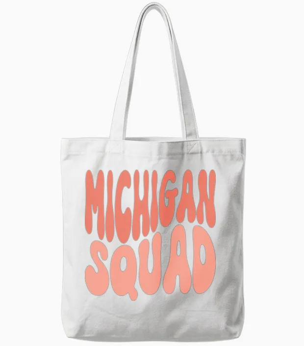 Michigan Squad Cute Retro Tote Bags - White