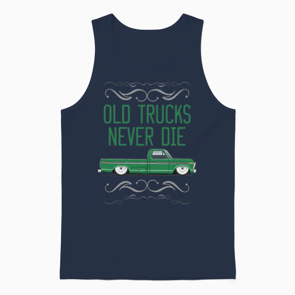 Keep on Truckin Seapine Green Unisex Tank Top in Navy
