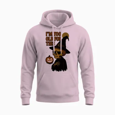 Too Old for This Halloween Skeleton Unisex Hoodie - Light Pink