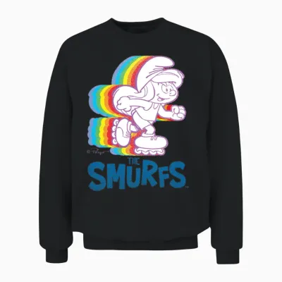 Smurfs Design Smurfette on Roller Skates Unisex Sweatshirt - Black