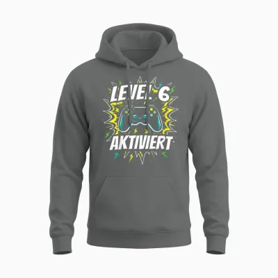 6. Geburtstag Jungen Video Gamer Level 6 Aktiviert Unisex Hoodie - Graphite Heather