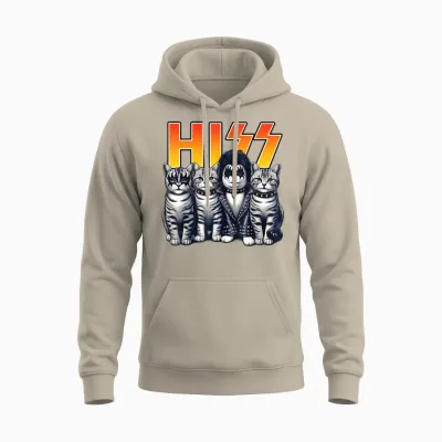 Cute Hiss Cats Rock Kittens Kitty Rocking Music Cat Lovers Unisex Hoodie - Sand