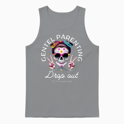 Gentle Parenting Drop Out Funny Skull Woman Unisex Tank Top - Sport Grey