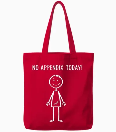 No Appendix Funny Surgery Recovery Appendectomy Tote Bags - Red