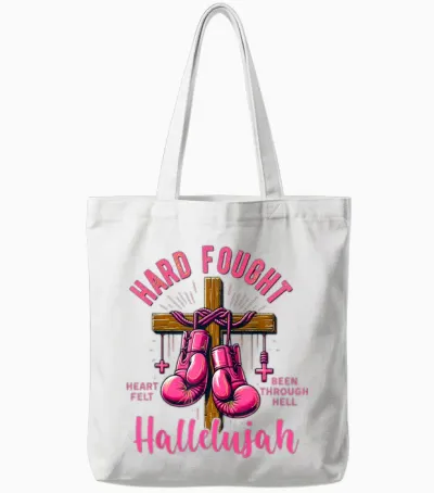 Brandon Hard Fought Hallelujah Praise Jesus Lake Tote Bags - White